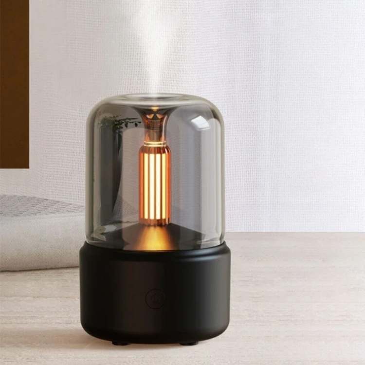 Elegant candlelight aroma diffuser, a stylish home decor piece enhancing air quality and stress relief.