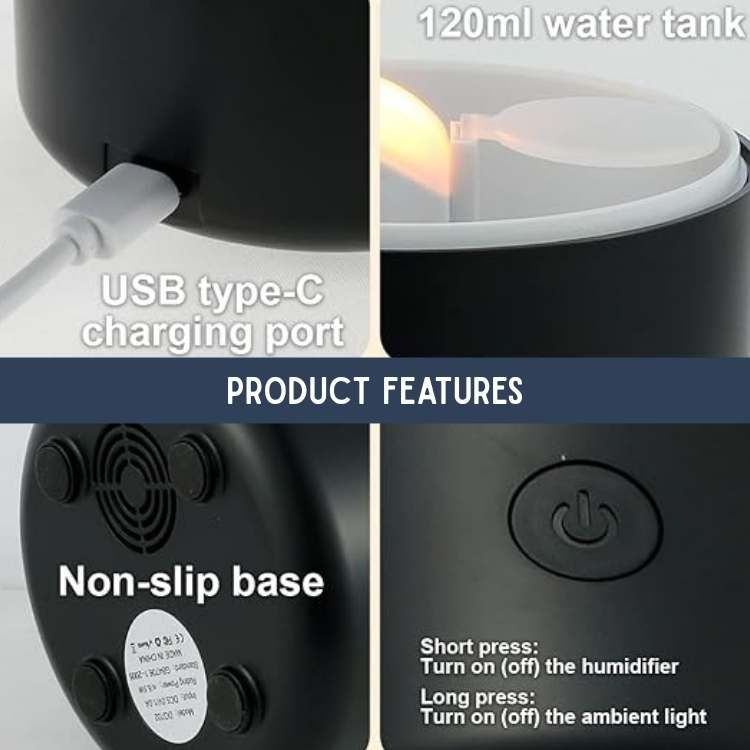 Modern candlelight essential oil diffuser, providing calming aromatherapy and a refreshing mist.