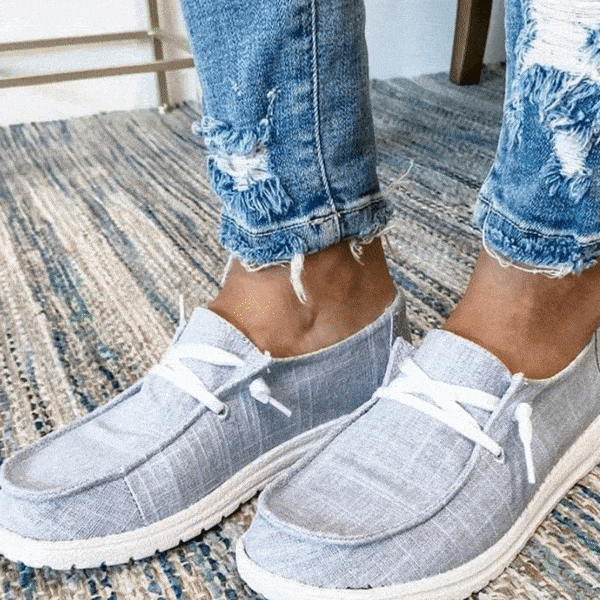 Front view of women's bunion relief slip-on flats, wide & comfortable for daily wear.