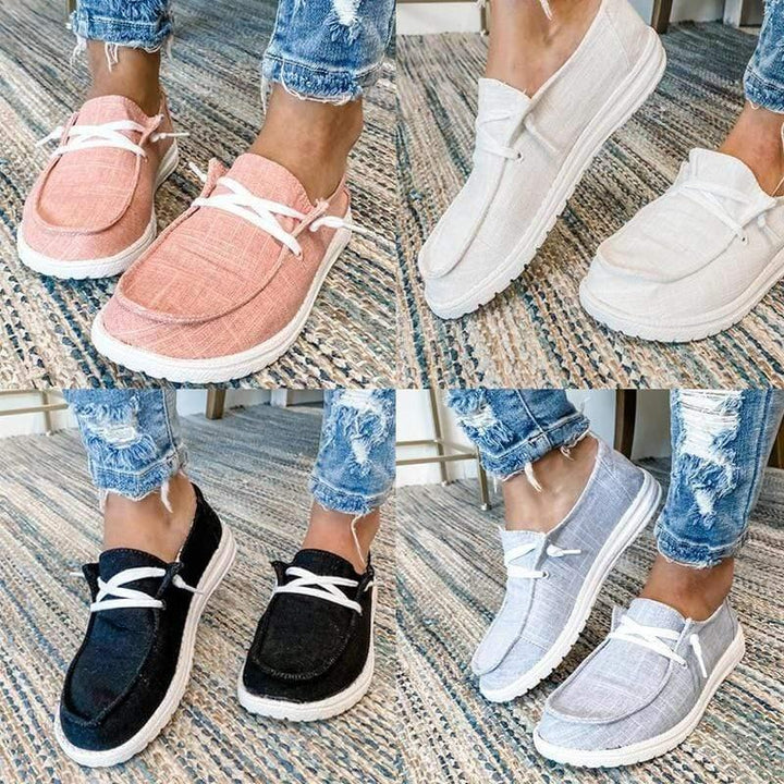 Women's slip-on flats for bunion relief, featuring a wide fit and all-day comfort.