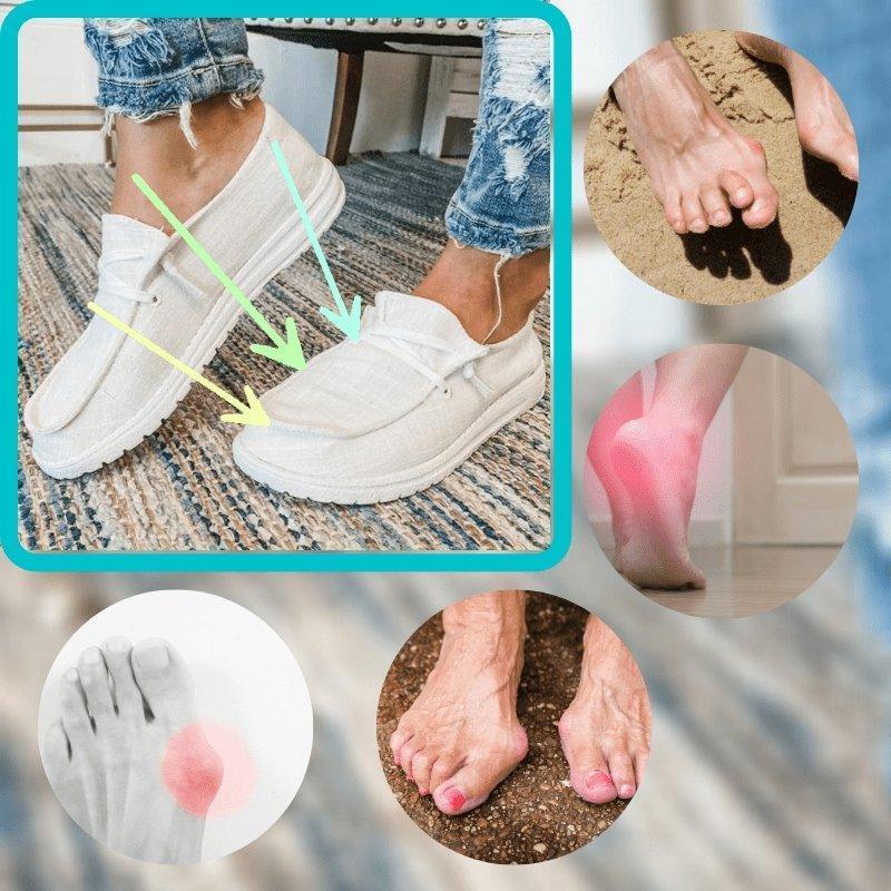 Orthotic friendly women's flats, providing bunion relief and a comfortable wide fit.