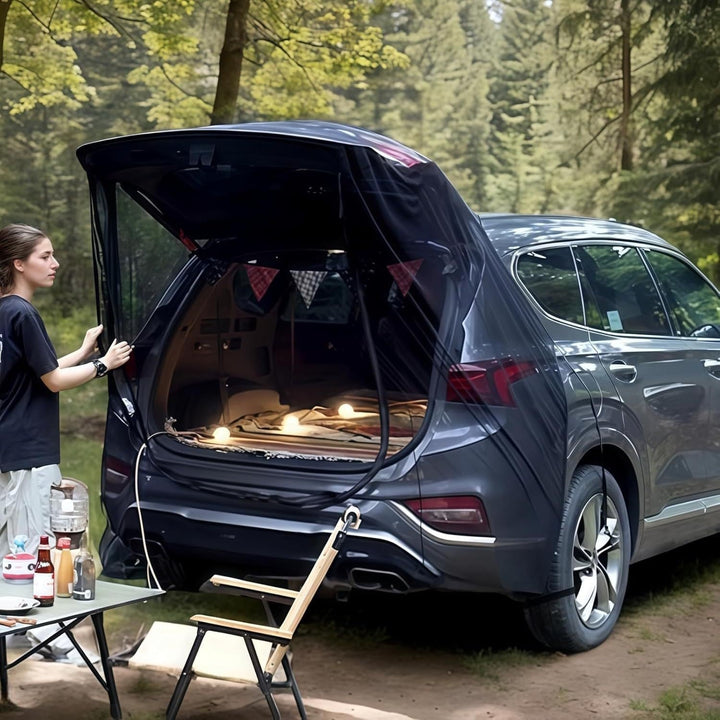 SUV & RV trunk insect screen, perfect for car camping, keeps bugs out while enjoying the outdoors.