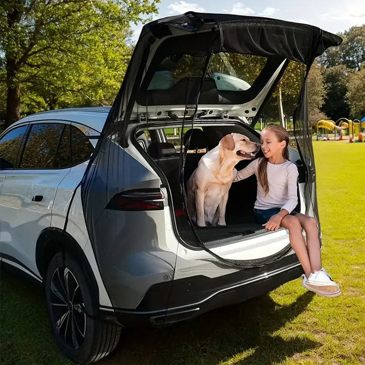 Versatile vehicle tent insect screen for SUV & RV trunks, ideal for unisex car camping adventures.