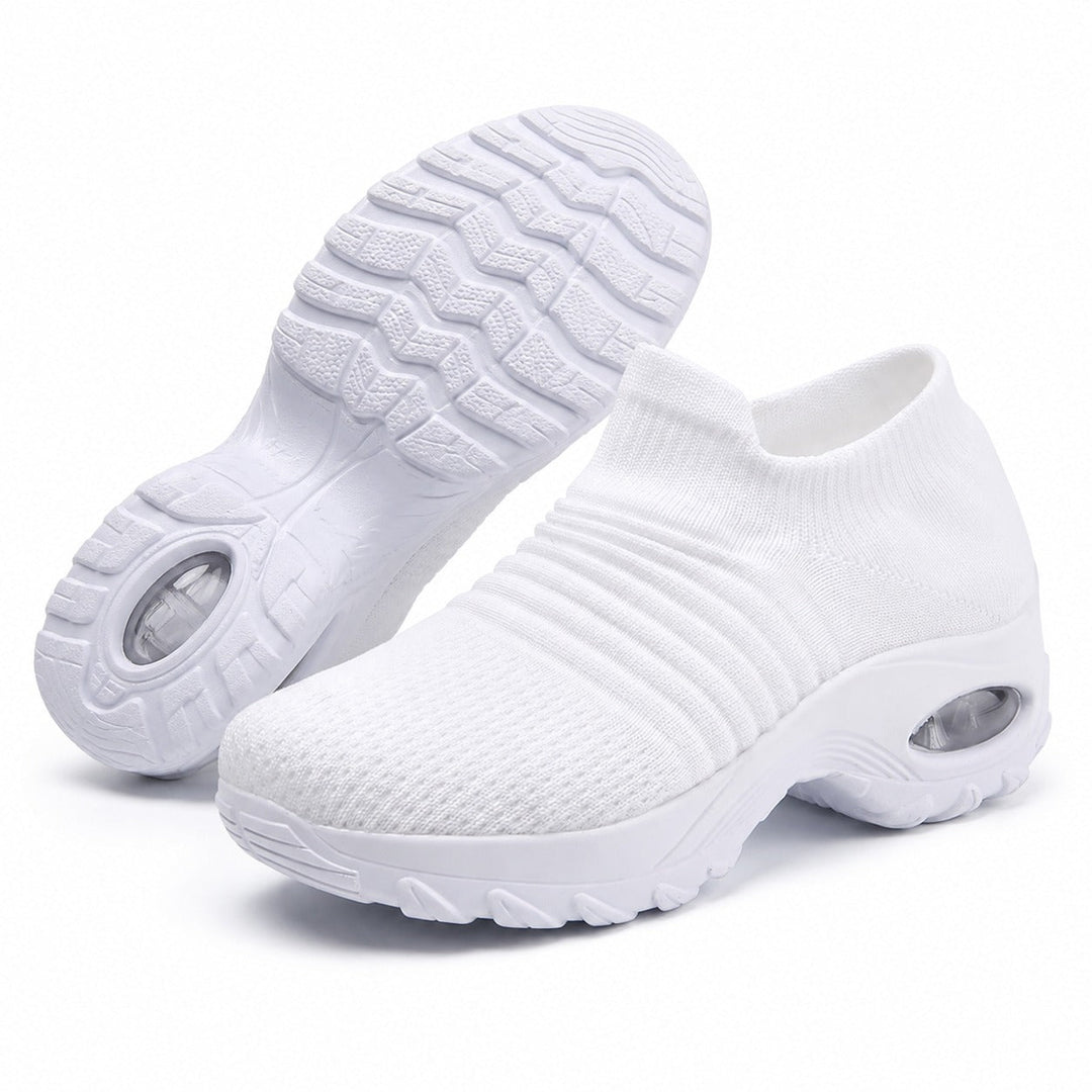 Stylish non-slip women's work shoes, combining comfort, foot support & slip-on ease.