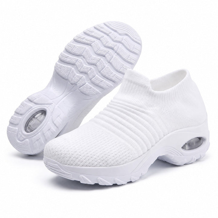 Stylish non-slip women's work shoes, combining comfort, foot support & slip-on ease.