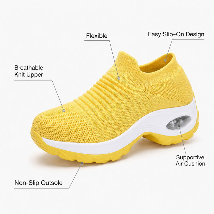 Easy slip-on women's non-slip shoes, ideal for comfortable walking & active lifestyles.
