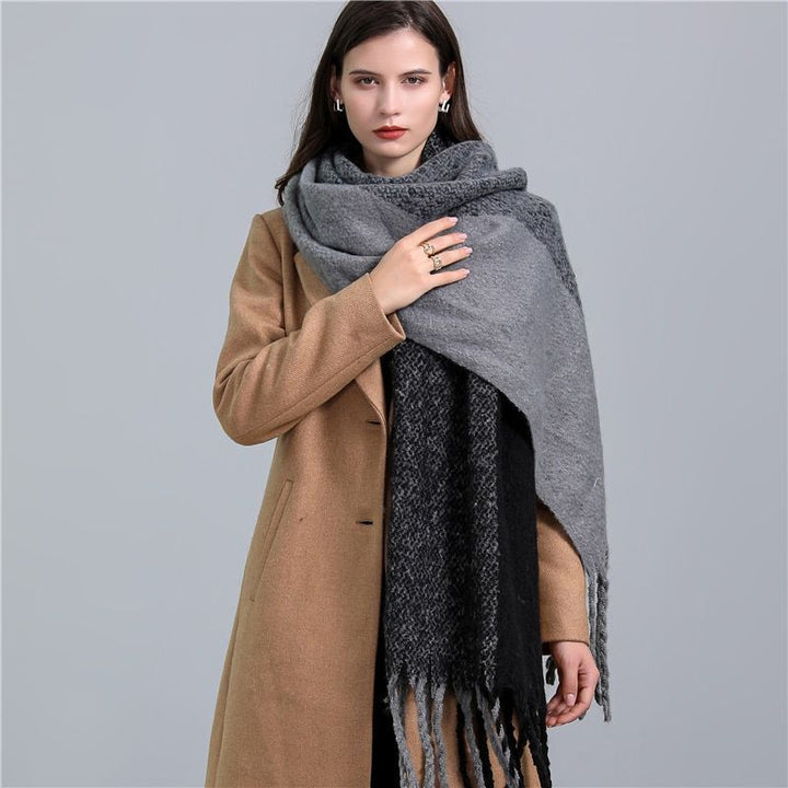 Luxurious soft checked winter scarf for women, a perfect gift for stylish cold-weather comfort.