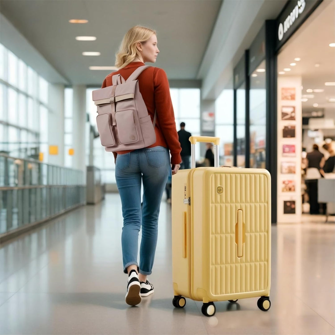 Unisex black hardshell travel luggage with 360° spinner wheels for smooth, effortless journeys.