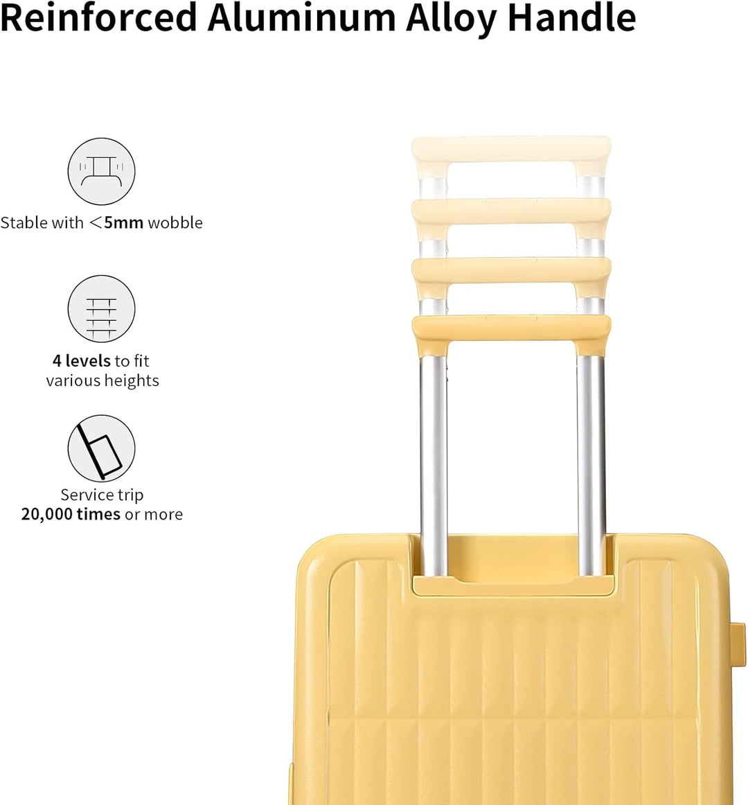 Contemporary blue hardshell suitcase with robust spinner wheels, perfect for vacation or business.