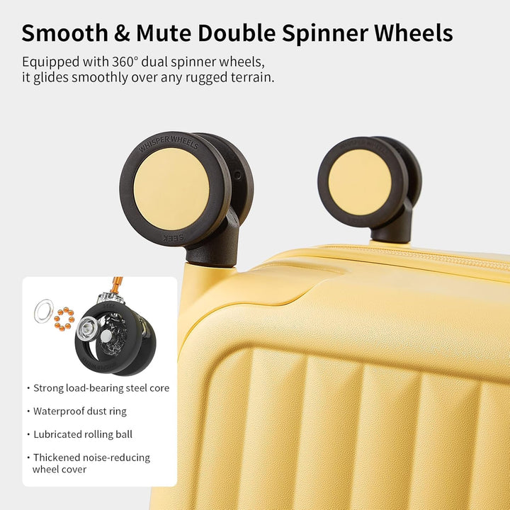 Hardshell travel luggage, featuring an expandable design & smooth spinner wheels for extra space.