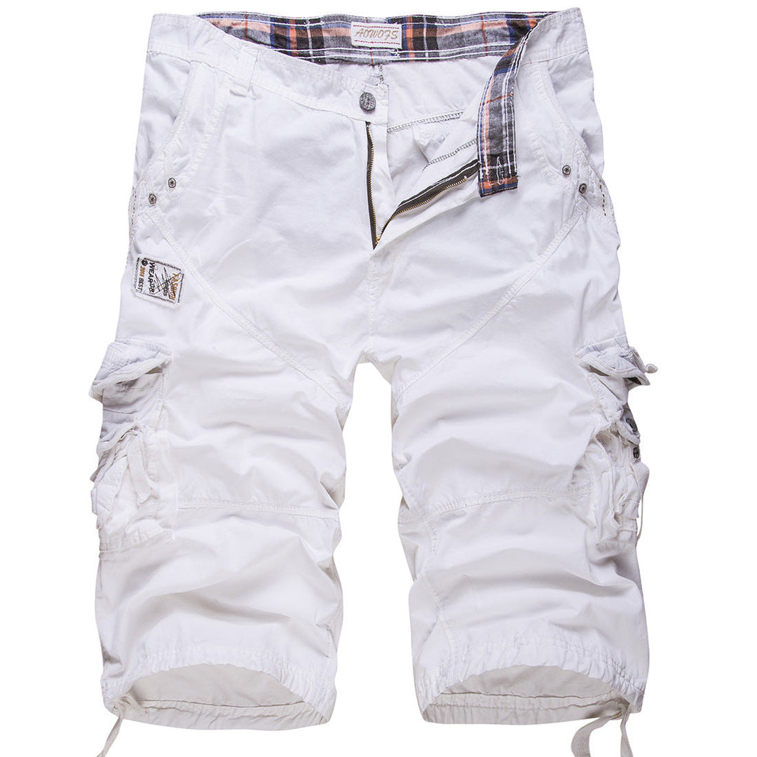 Practical multi-pocket men's cargo shorts in a relaxed fit, great for storing essentials during casual wear.