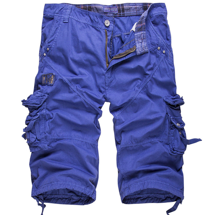 Knee-length men's relaxed fit cargo shorts with multi-pockets, perfect for casual summer and outdoor comfort.