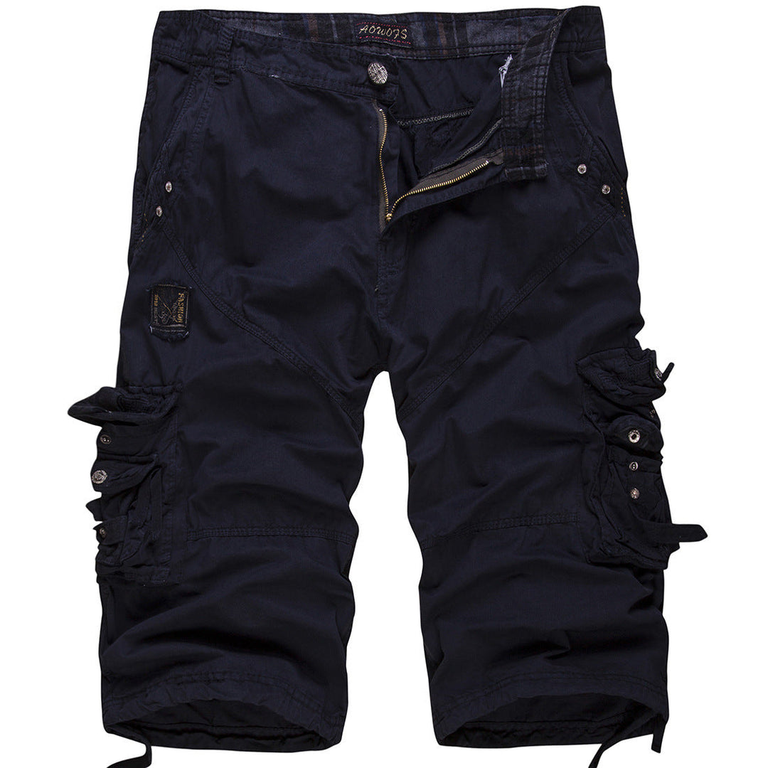 Lightweight men's relaxed fit cargo shorts, multi-pockets, comfortable for warm weather and outdoor recreation.