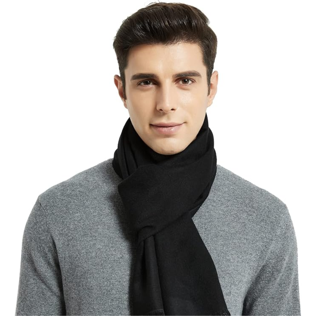 Durable men's luxury cashmere scarf, offering lasting comfort in cold weather.