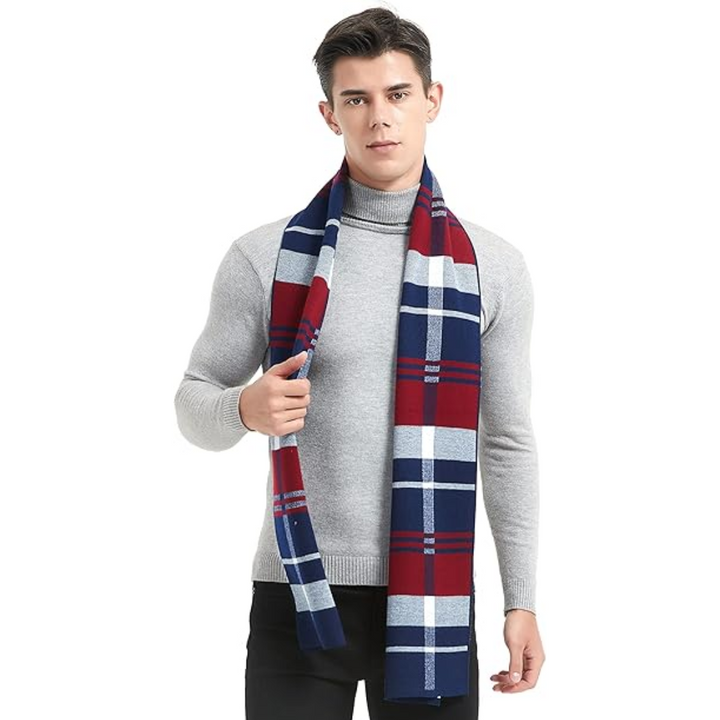 Sophisticated men's cashmere scarf, a premium addition to winter attire.
