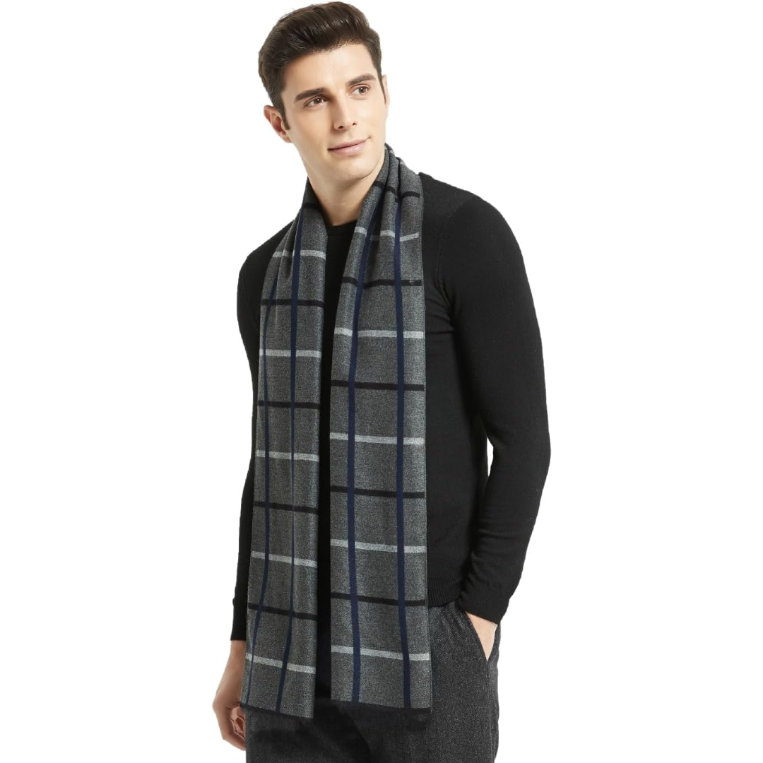 Men's stylish cashmere fashion scarf, enhancing winter outfits with elegance.