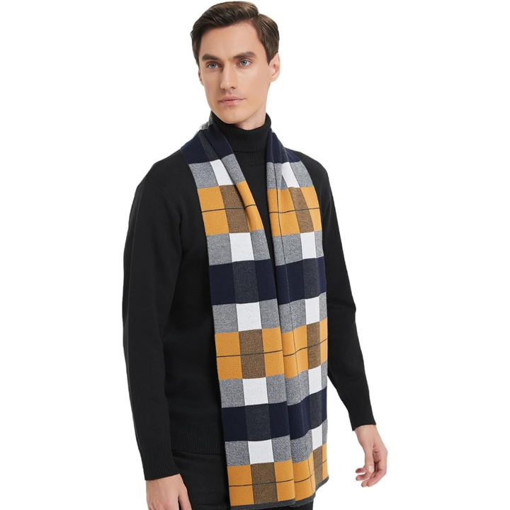 Premium men's cashmere scarf, a soft winter accessory for fashion-conscious men.
