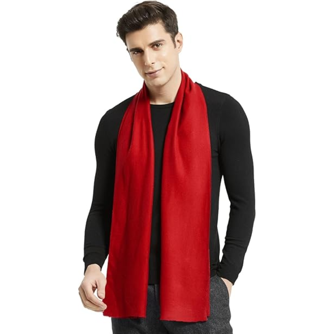 Stylish men's cashmere scarf, perfect for cold weather and sophisticated outfits.