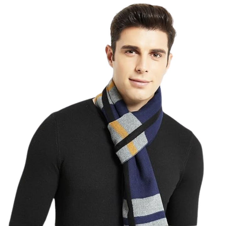 Cozy men's cashmere scarf, designed for supreme warmth and stylish winter wear.