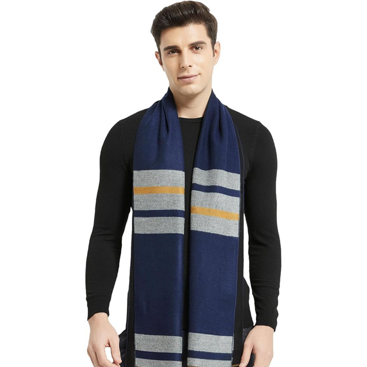 Men's soft cashmere winter scarf, providing warmth and a touch of luxury.