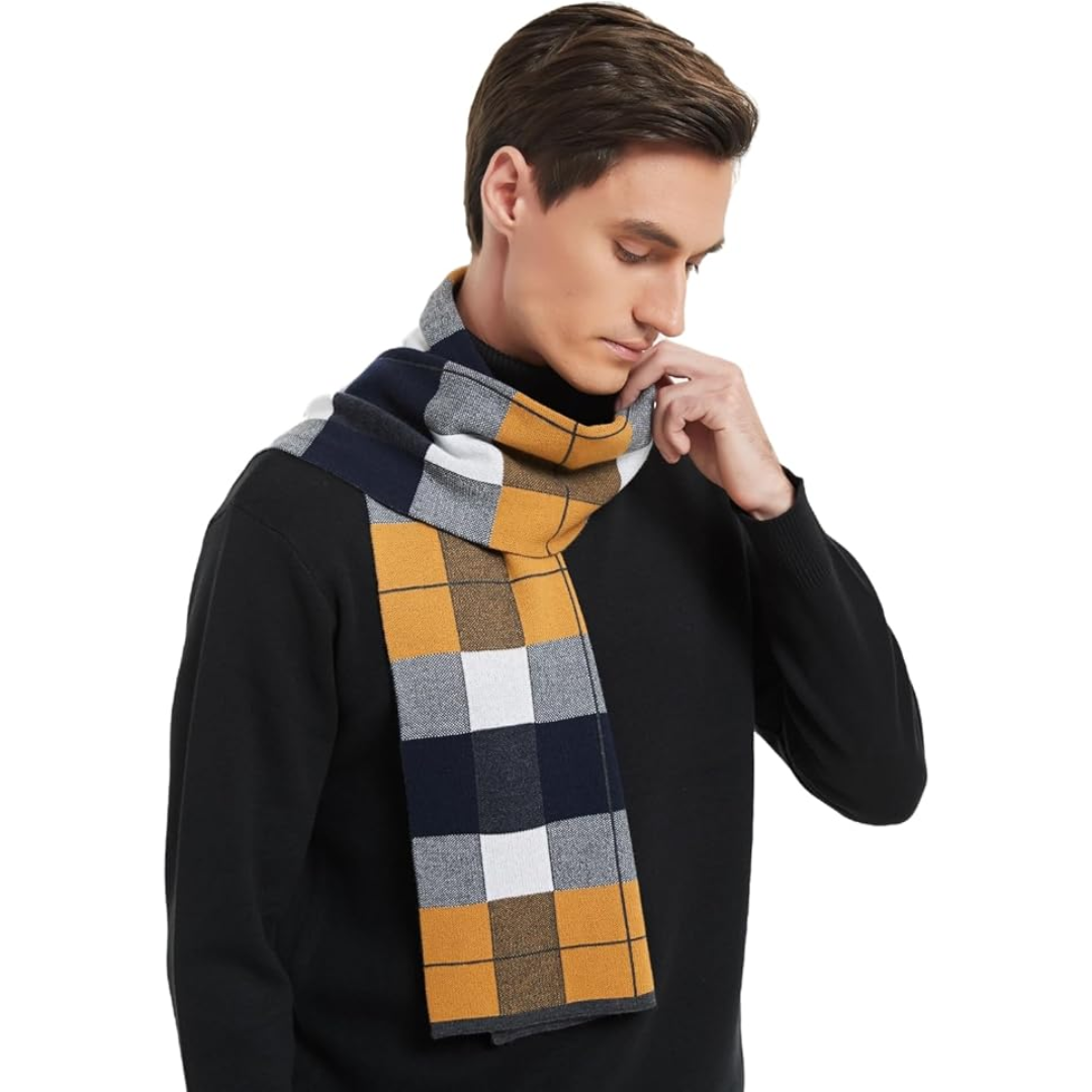 Men's luxurious cashmere winter scarf, soft, warm & stylish for cold weather.