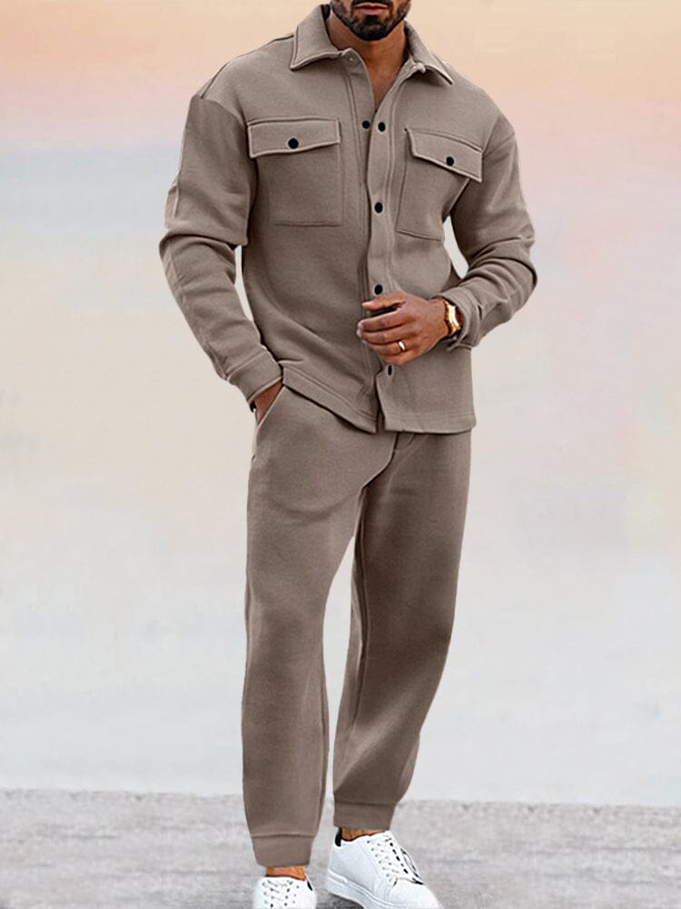 Men's stylish 2-piece casual tracksuit set in a versatile shade, perfect for comfort & loungewear.