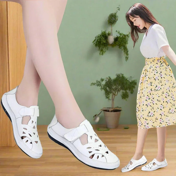 Lightweight closed-toe women's sandals, for plantar fasciitis relief & summer comfort.