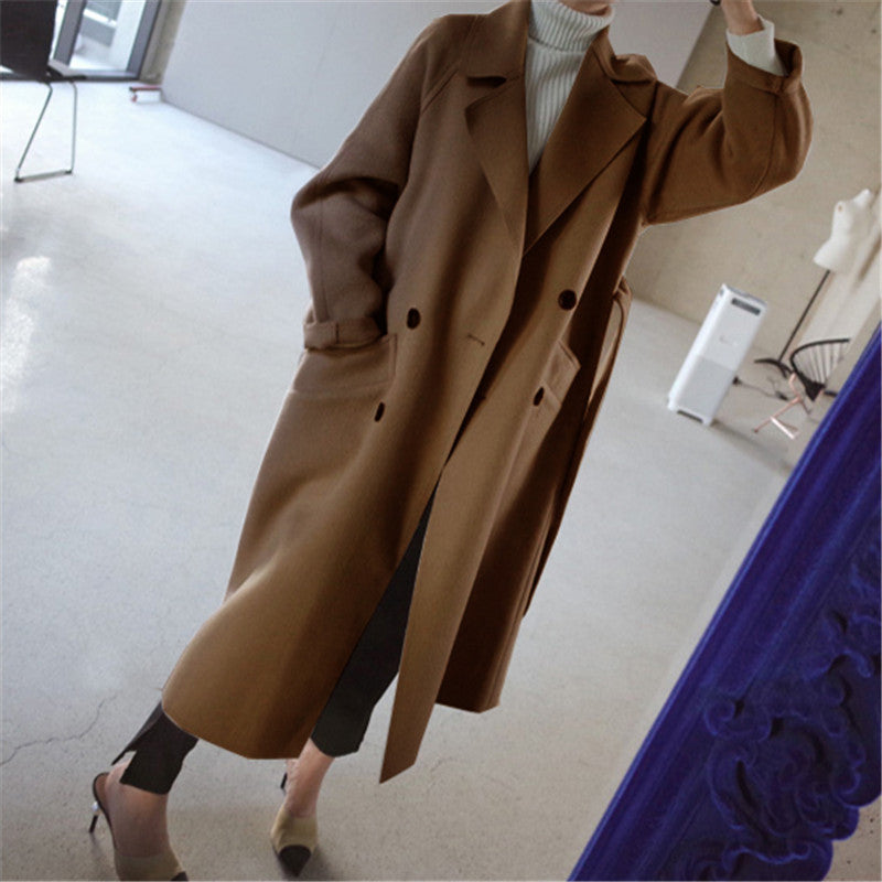 Classic women's long wool jacket, Isabella. Elegant casual winter coat for everyday style & warmth.