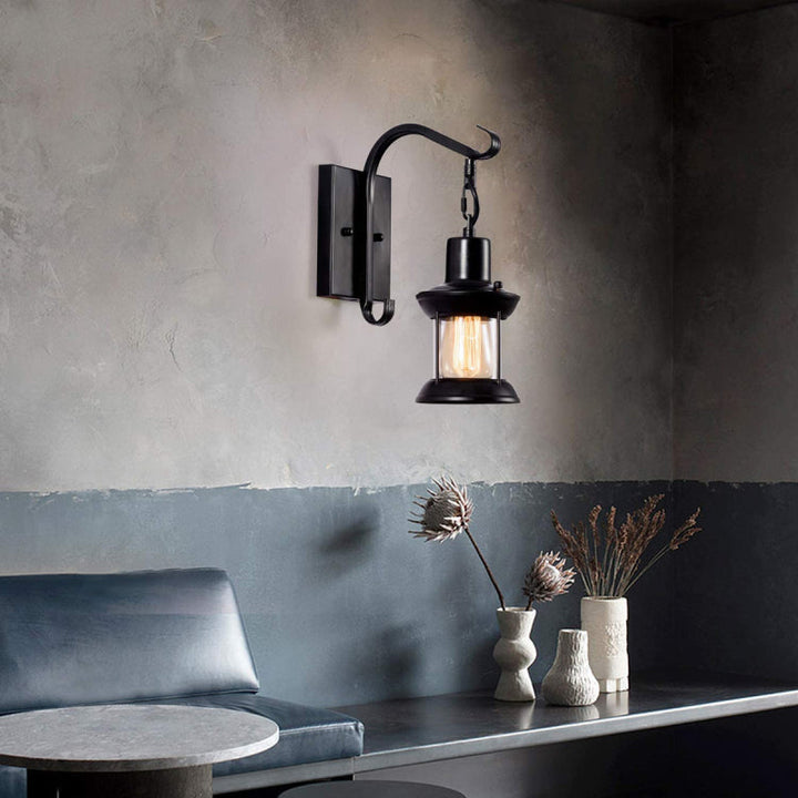Industrial style E27 wall light, black finish, bringing vintage charm to your home decor.