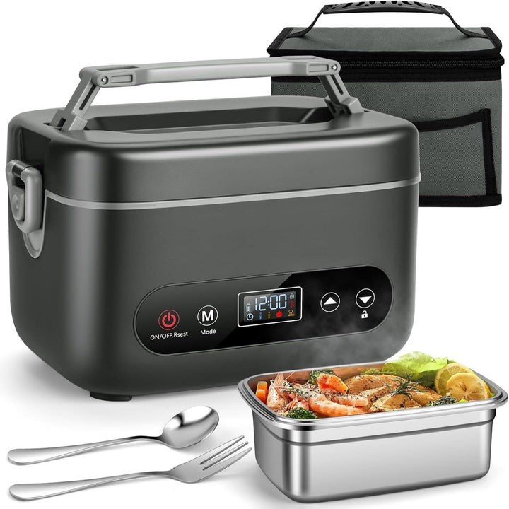 Unisex electric heated food container, keeps meals warm. Perfect reusable lunchbox for commuters.