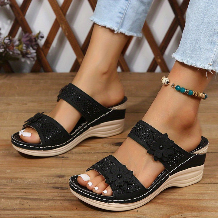 Women's Floral Wedge Slides