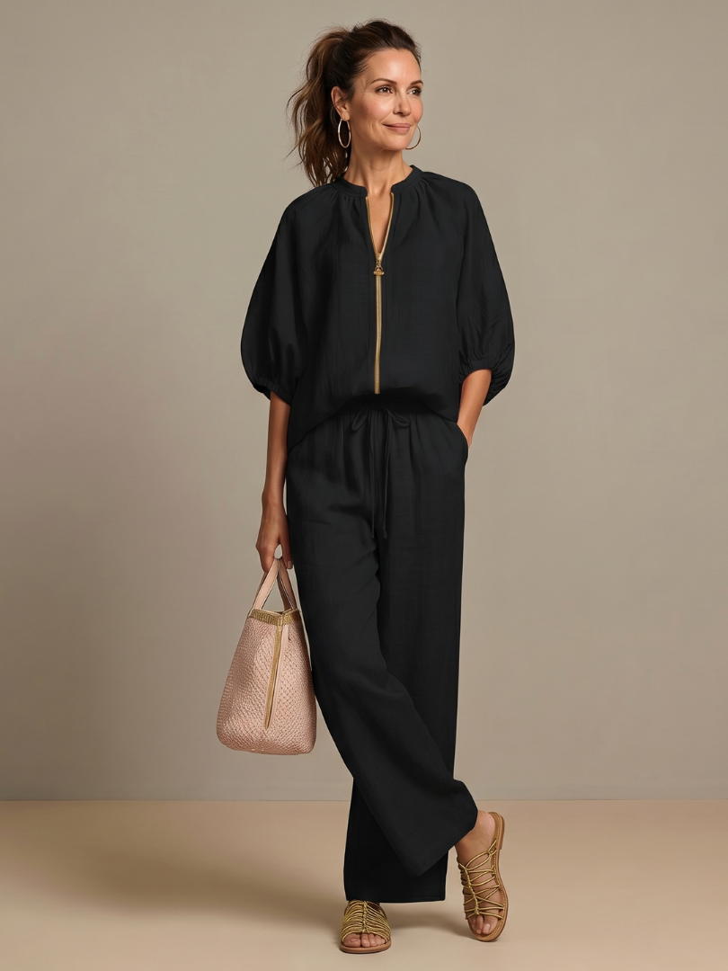 Summer style women's two-piece set, versatile for various occasions.
