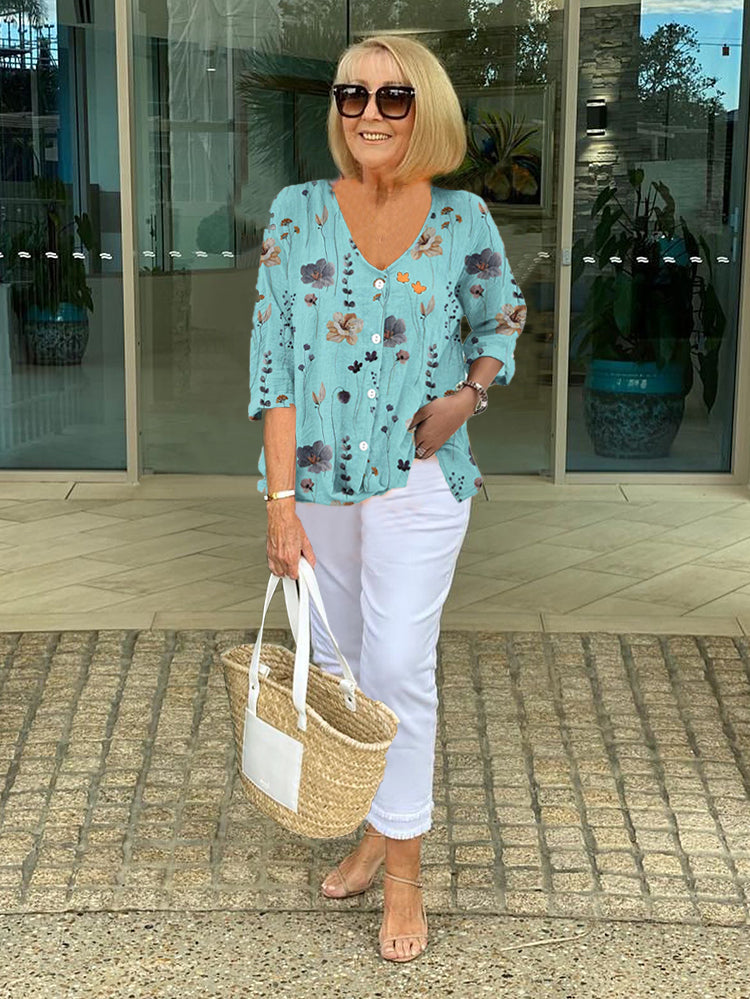Floral Print Blouse - Women's Elegant Top