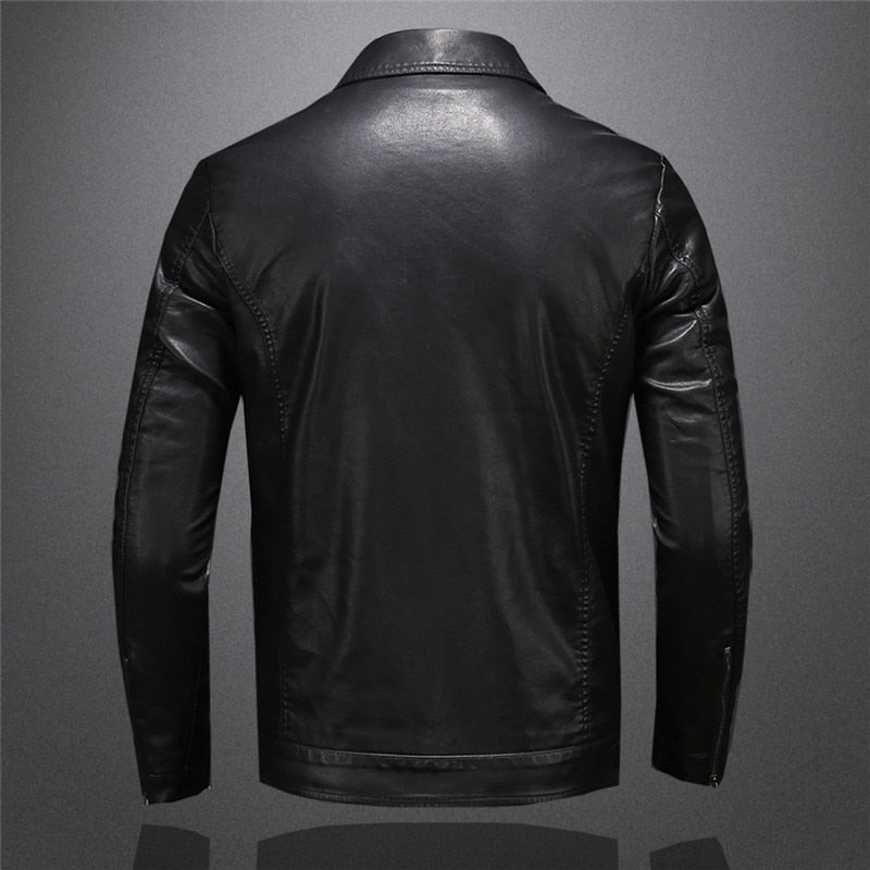 Iconic men's motorcycle style jacket in black, featuring a sleek design and durable construction for confident wear.