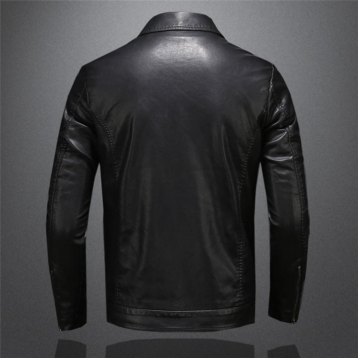 Iconic men's motorcycle style jacket in black, featuring a sleek design and durable construction for confident wear.