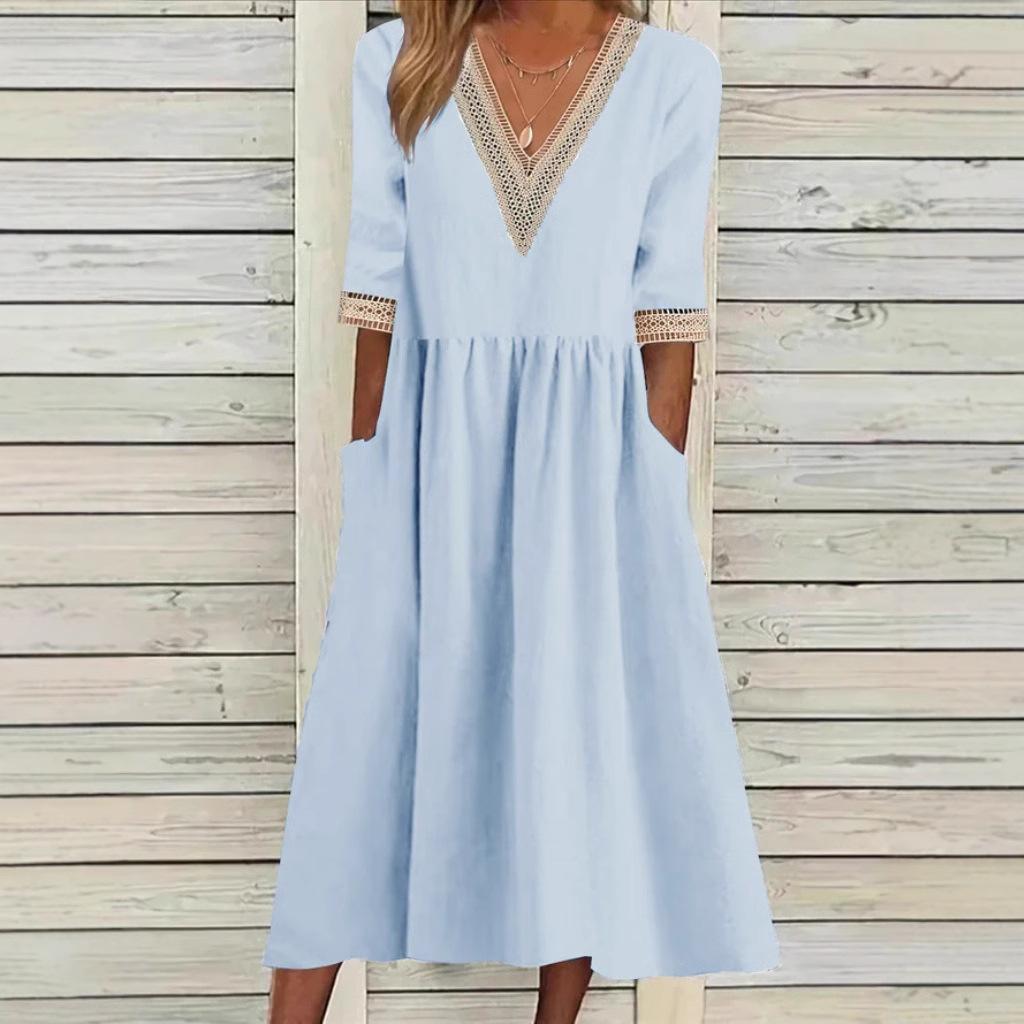 Mid-Length Lace Collar Dress