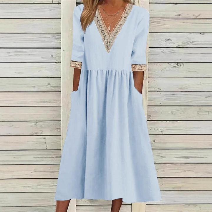Mid-Length Lace Collar Dress