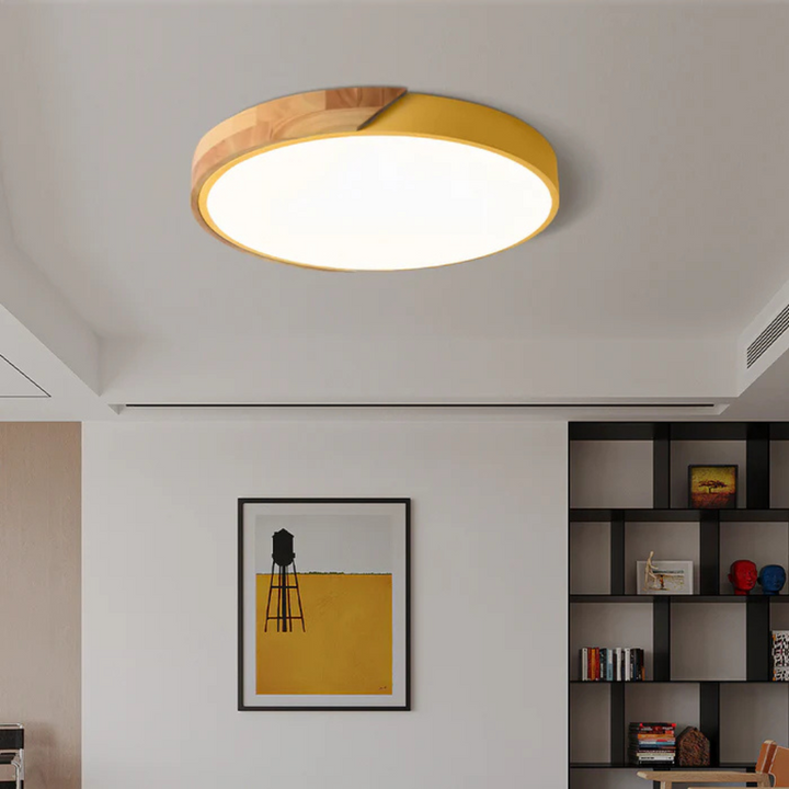 Modern home LED ceiling light, Scandinavian wood design, adds natural beauty & effective lighting.