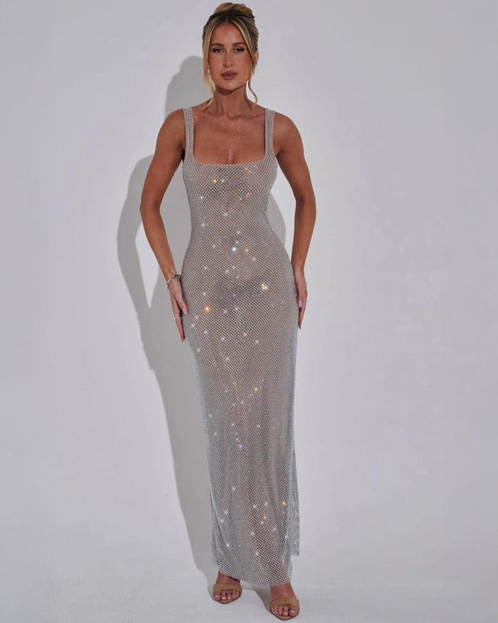 Celeste evening gown: a luxurious red maxi dress for glamorous nights.