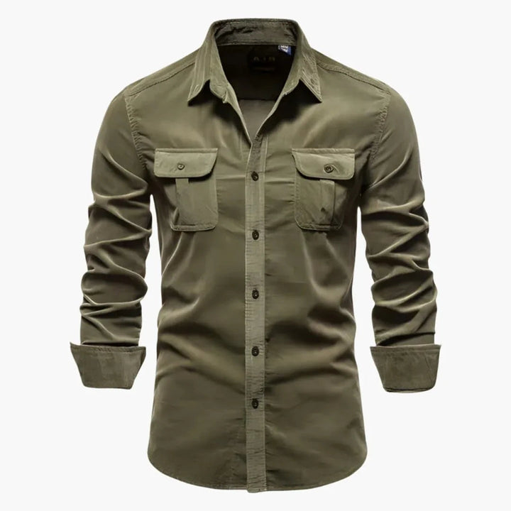 Men's long sleeve fishing shirt for effortless outdoor wear. Relaxed fit, chest pockets, great for casual days.