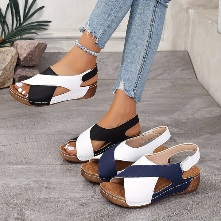 Women's cozy orthopedic slingback wedge sandals with arch support for comfortable casual wear.