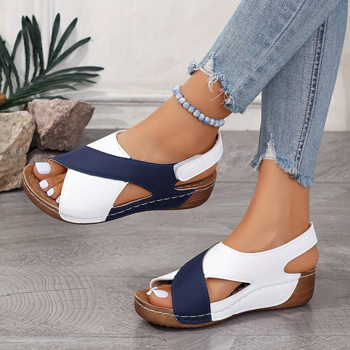 Women's supportive orthopedic wedge slingback sandals for all-day comfort with arch support.