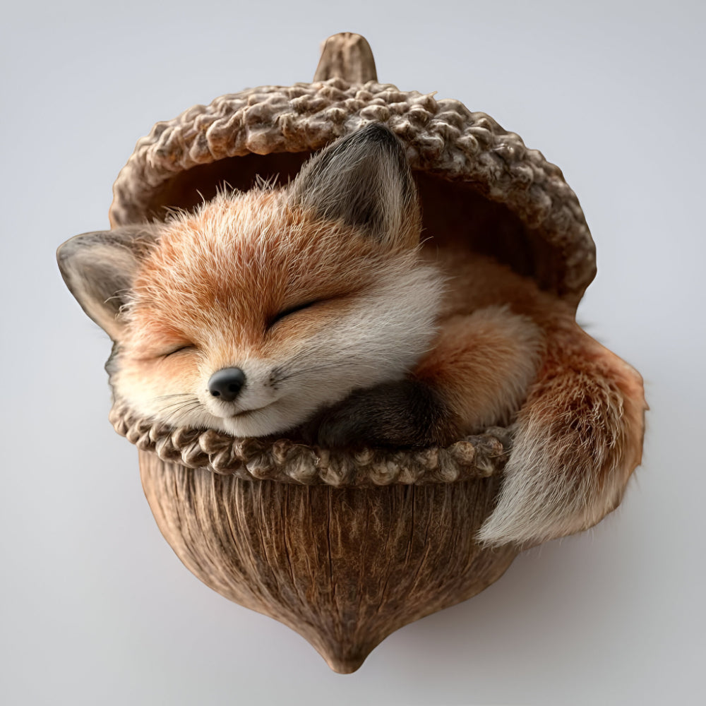 Set of assorted woodland animal acorn Christmas ornaments for a charming display