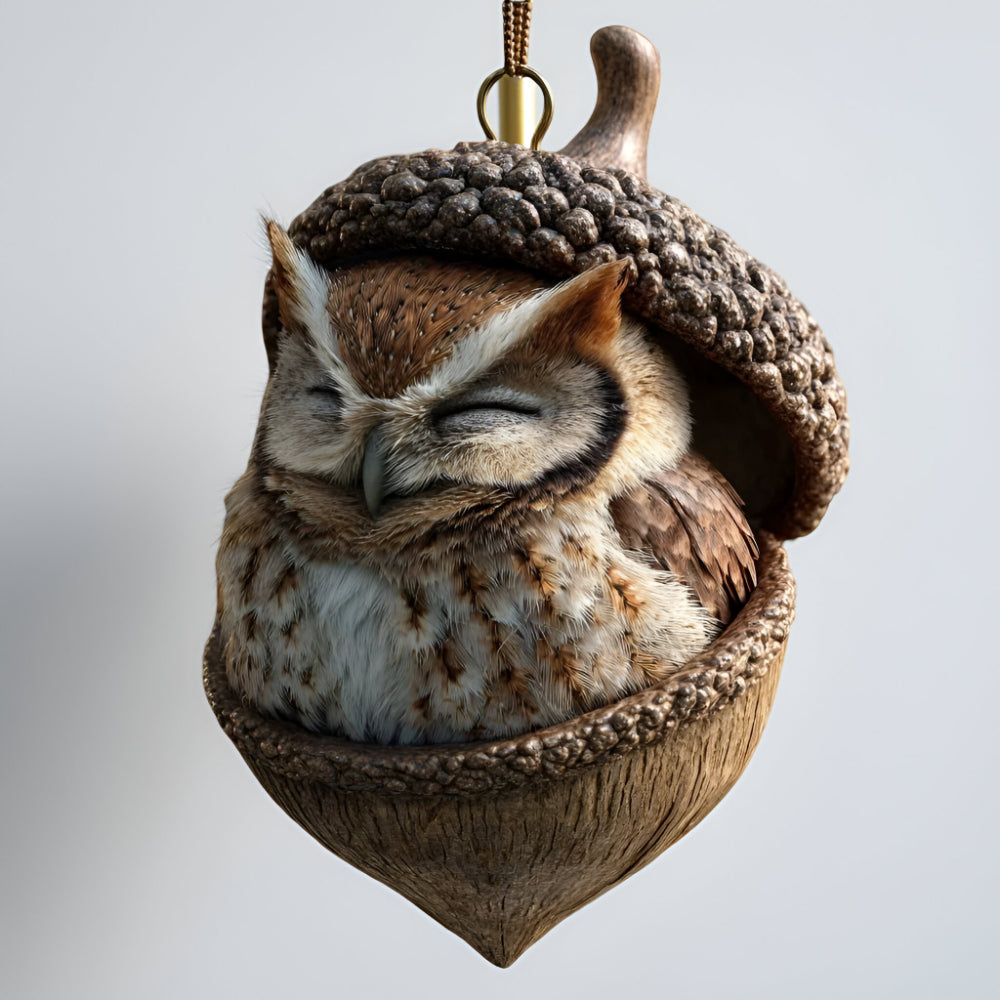 Unique acorn Christmas ornament with a detailed woodland animal, a special holiday gift