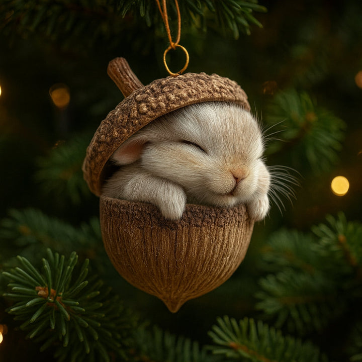 Cute squirrel acorn Christmas ornament, perfect for woodland-themed trees
