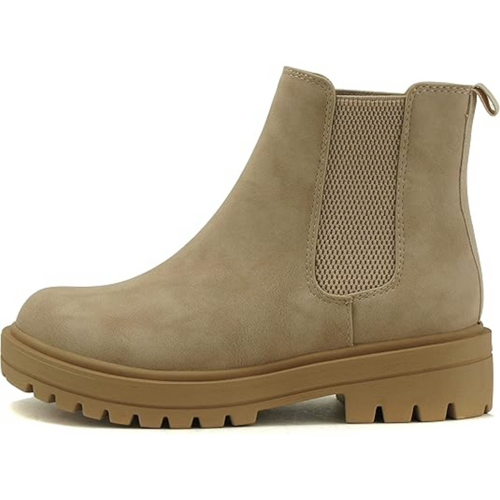 Smooth finish women's low heel Chelsea ankle boots. Chic & durable everyday fashion footwear.
