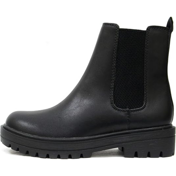 Front view of Kailey women's chic low heel Chelsea ankle boots. Elegant fall fashion footwear.