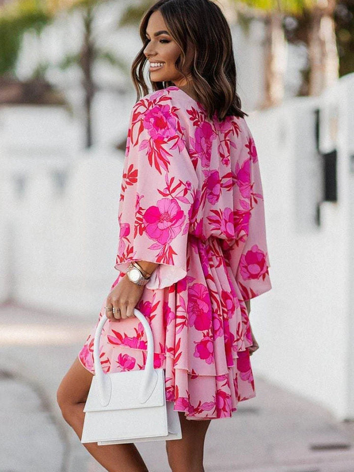 Stylish women's party mini dress, with a comfortable feel and a sophisticated V-neck design.