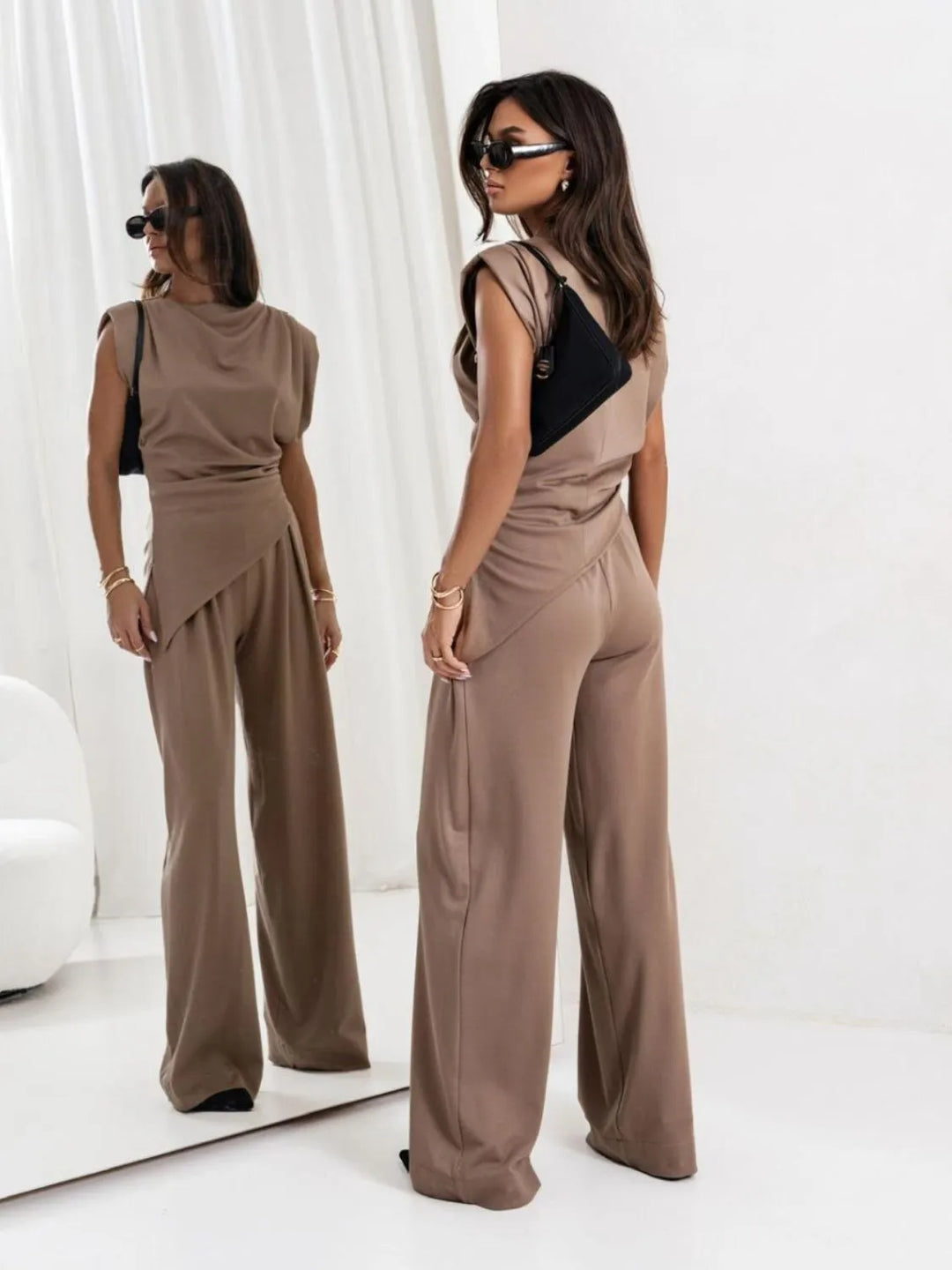 Complete modern look: women's asymmetrical matching outfit set