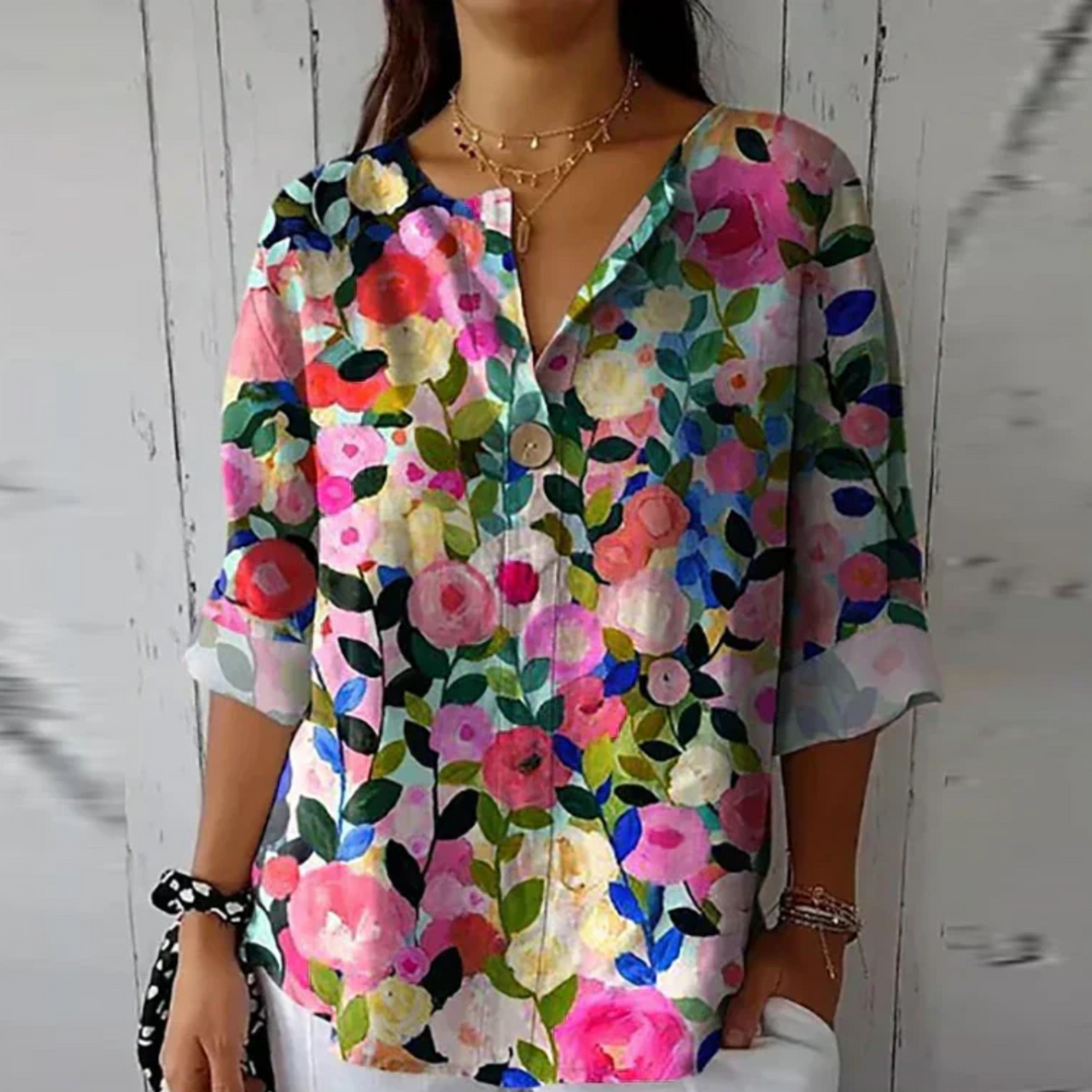 Feminine charm embodied in a chic women's floral print blouse